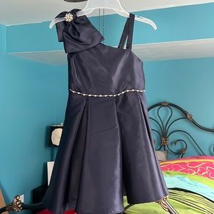 rare editions navy one shoulder dress